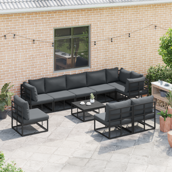 Conjunto de sofá de jardín 9 pcs Negro 353 x 353 x 71 cm M 3