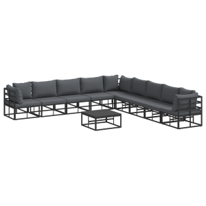 Conjunto de Sofá de Jardim 10 pcs Preto 70 x 70 x 32 cm H