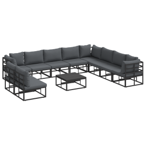 Conjunto de sofá de jardín 11 pcs Negro 70 x 70 x 32 cm H