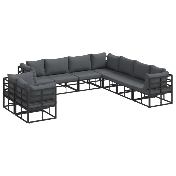Conjunto de sofá de jardín 9 pcs Negro 283 x 283 x 71 cm M 2