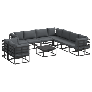 Conjunto de Sofá de Jardim 10 pcs Preto 70 x 70 x 32 cm H
