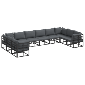 Conjunto de sofá de jardín 10 pcs Negro 423 x 213 x 71 cm H