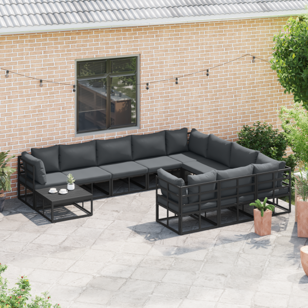 Conjunto de sofá de jardín 10 pcs Negro 423 x 213 x 71 cm M 3
