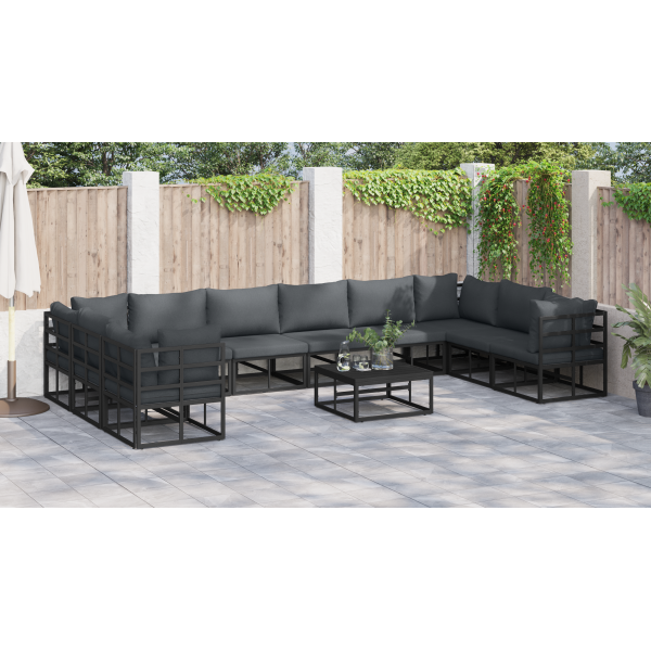 Conjunto de Sofá de Jardim 10 pcs Preto 423 x 213 x 71 cm M 4