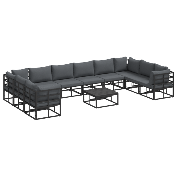 Conjunto de Sofá de Jardim 11 pcs Preto 70 x 70 x 32 cm M 2
