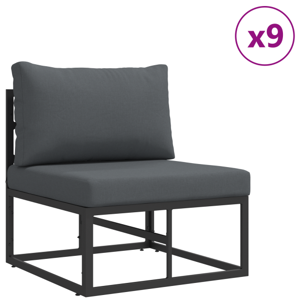 Conjunto de sofá de jardín 11 pcs Negro 353 x 211.5 x 71 cm M 3