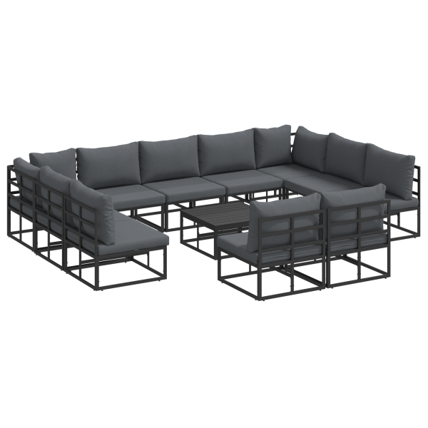 Conjunto de Sofá de Jardim 12 pcs Preto 70 x 70 x 32 cm M 2