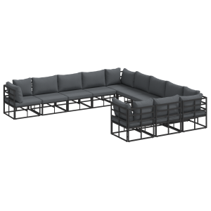 Conjunto de Sofá de Jardim 11 pcs Preto 70 x 70 x 32 cm H