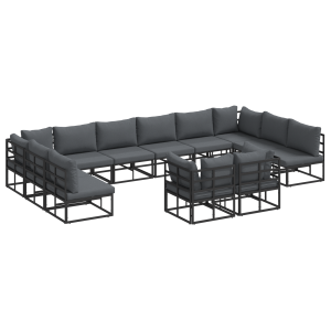 Conjunto de sofá de jardín 12 pcs Negro 423 x 211.5 x 71 cm H