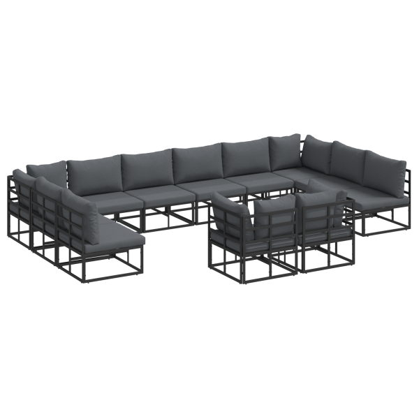 Conjunto de sofá de jardín 12 pcs Negro 423 x 211.5 x 71 cm M 2