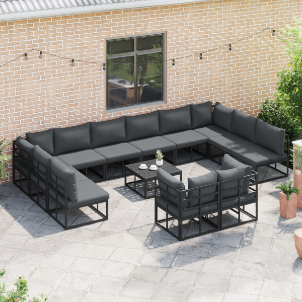 Conjunto de Sofá de Jardim 12 pcs Preto 423 x 211.5 x 71 cm M 5