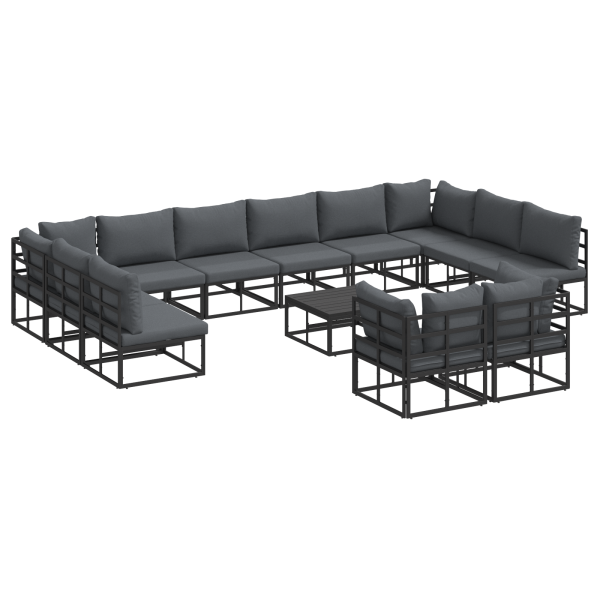 Conjunto de sofá de jardín 13 pcs Negro 70 x 70 x 32 cm M 2