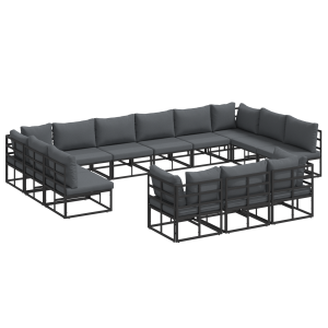 Conjunto de Sofá de Jardim 13 pcs Preto 423 x 211.5 x 71 cm H