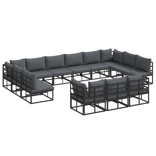 Conjunto de sofá de jardín 13 pcs Negro 423 x 211.5 x 71 cm M 2