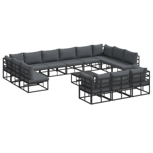 Conjunto de sofá de jardín 14 pcs Negro 70 x 70 x 32 cm H