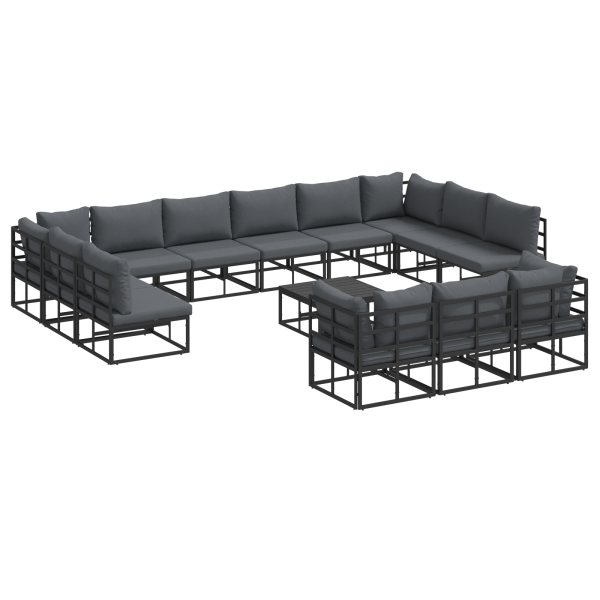 Conjunto de sofá de jardín 14 pcs Negro 70 x 70 x 32 cm M 2