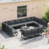 Conjunto de sofá de jardín 14 pcs Negro 70 x 70 x 32 cm 5