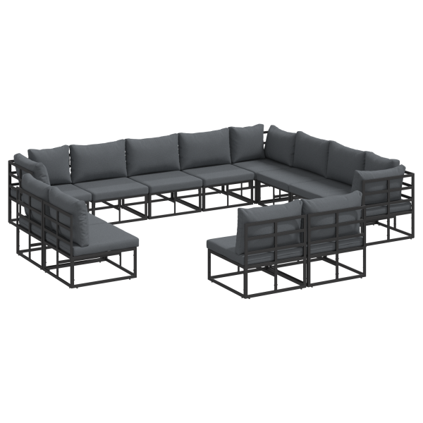 Conjunto de sofá de jardín 12 pcs Negro 353 x 283 x 71 cm M 2