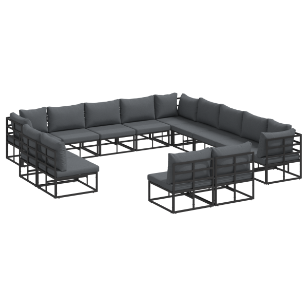 Conjunto de sofá de jardín 13 pcs Negro 353 x 353 x 71 cm M 2