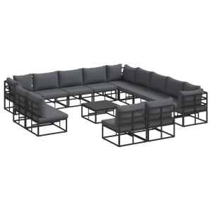 Conjunto de sofá de jardín 14 pcs Negro 70 x 70 x 32 cm H
