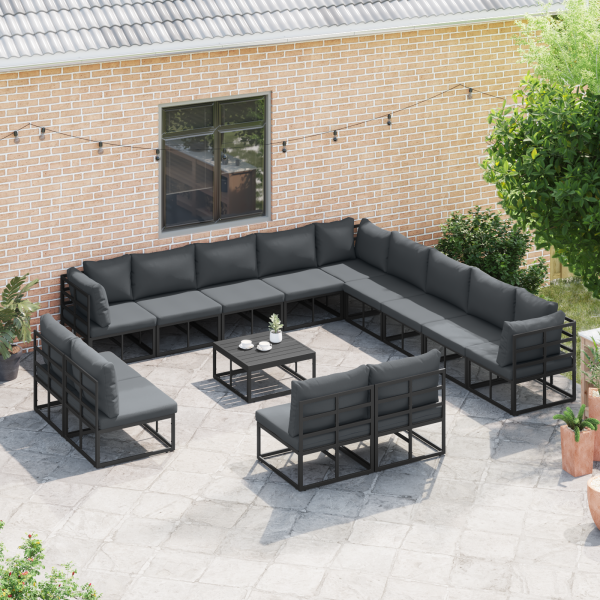 Conjunto de Sofá de Jardim 14 pcs Preto 70 x 70 x 32 cm M 5
