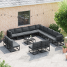 Conjunto de sofá de jardín 14 pcs Negro 70 x 70 x 32 cm 5