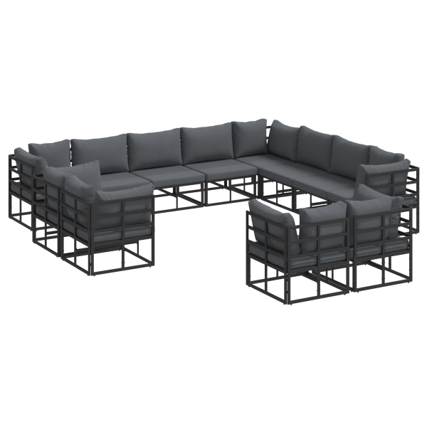 Conjunto de Sofá de Jardim 12 pcs Preto 353 x 283 x 71 cm M 2