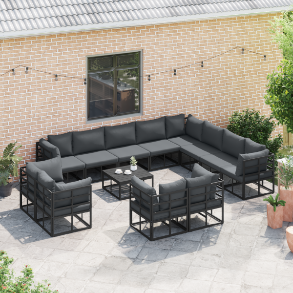 Conjunto de Sofá de Jardim 12 pcs Preto 353 x 283 x 71 cm M 3