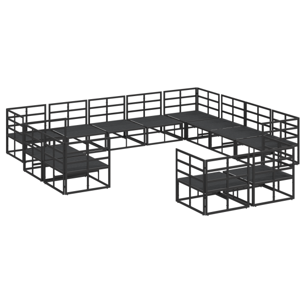 Conjunto de sofá de jardín 12 pcs Negro 353 x 283 x 71 cm M 5