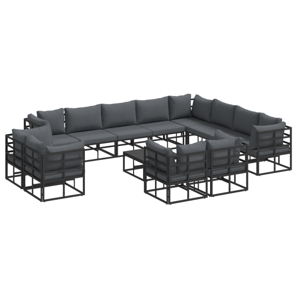 Conjunto de sofá de jardín 13 pcs Negro 70 x 70 x 32 cm M 2