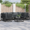 Conjunto de sofá de jardín 6 pcs Negro Aluminio 1
