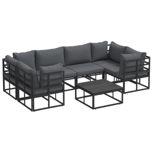 Conjunto de sofá de jardín 7 pcs Negro Aluminio H