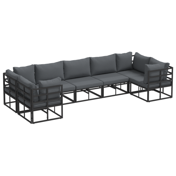 Conjunto de sofá de jardín 7 pcs Negro Aluminio M 2