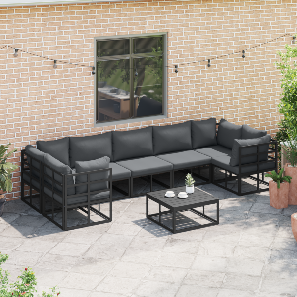 Conjunto de sofá de jardín 7 pcs Negro Aluminio M 5