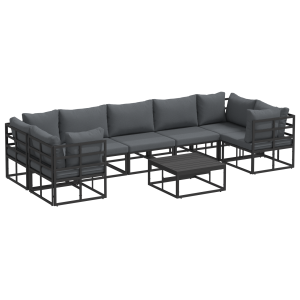 Conjunto de Sofá de Jardim 8 pcs Preto Alumínio H