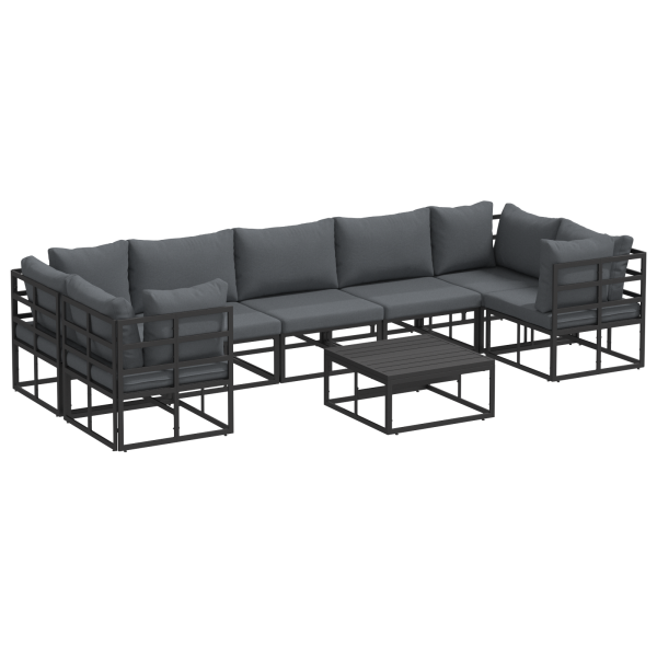 Conjunto de sofá de jardín 8 pcs Negro Aluminio M 2