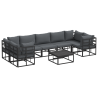 Conjunto de sofá de jardín 8 pcs Negro Aluminio 2