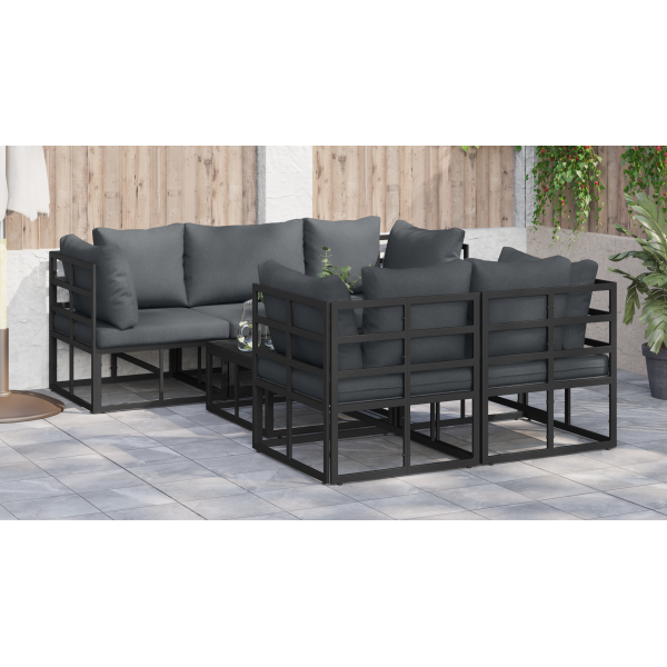 Conjunto de sofá de jardín 6 pcs Negro 70 x 70 x 32 cm Aluminio M 5