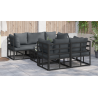 Conjunto de sofá de jardín 6 pcs Negro 70 x 70 x 32 cm Aluminio 5