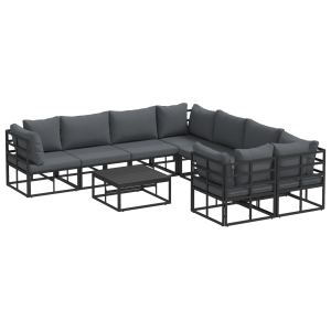 Conjunto de Sofá de Jardim 9 pcs Preto 70 x 70 x 32 cm Alumínio H