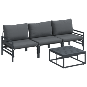 Conjunto de Sofá de Jardim 4 pcs Cinzento-escuro Aço H