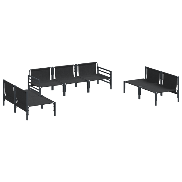 Conjunto de Sofá de Jardim 7 pcs Cinzento-escuro Aço M 5