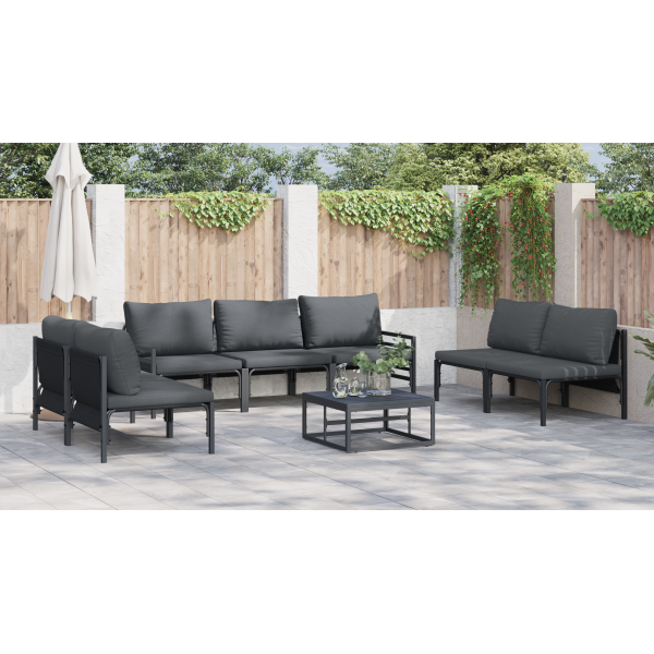 Conjunto de sofá de jardín 8 pcs Antracita Acero M 4