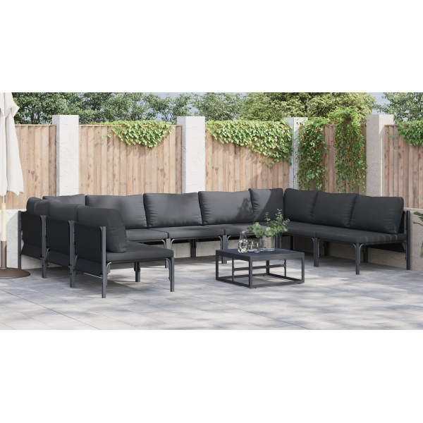 Conjunto de sofá de jardín 9 pcs Antracita Acero M 4