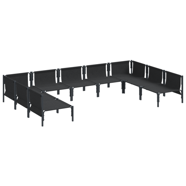 Conjunto de Sofá de Jardim 9 pcs Cinzento-escuro Aço M 5