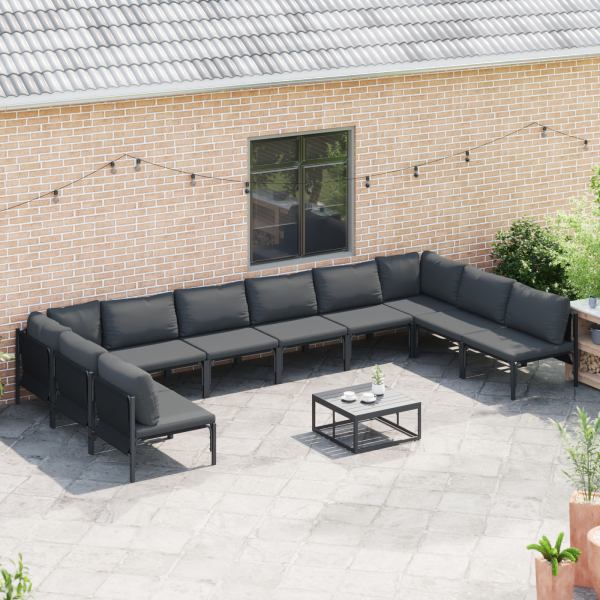 Conjunto de sofá de jardín 11 pcs Antracita Acero M 3