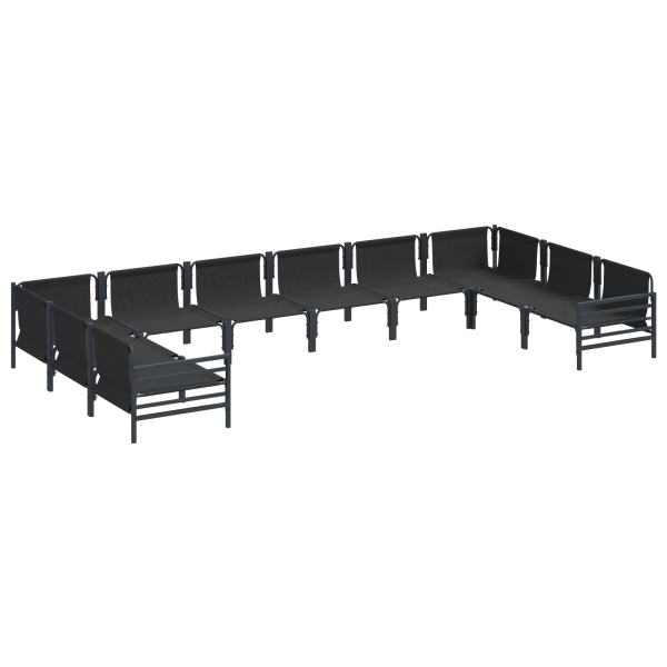 Conjunto de Sofá de Jardim 10 pcs Cinzento-escuro Aço M 5