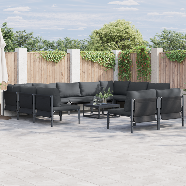 Conjunto de sofá de jardín 12 pcs Antracita Acero D