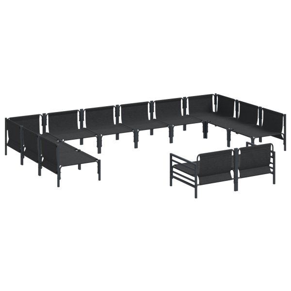 Conjunto de Sofá de Jardim 12 pcs Cinzento-escuro Aço M 5