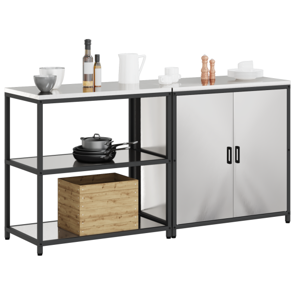 Juego de Almacenamiento de Cocina 2 pcs Plata 150 x 50 x 92 cm M 3